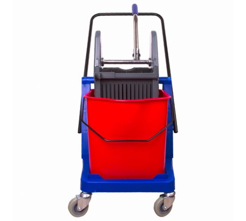 Тележка уборочная BRABIX, 2 съемных ведра 23 л, механический отжим, пластиковый каркас, 606659