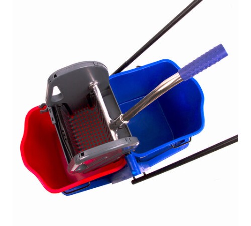 Тележка уборочная BRABIX, 2 съемных ведра 23 л, механический отжим, пластиковый каркас, 606659