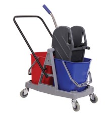 Тележка уборочная BRABIX, 2 съемных ведра 17 л, механический отжим, пластиковый каркас, 606660