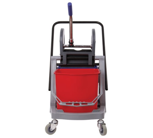 Тележка уборочная BRABIX, 2 съемных ведра 17 л, механический отжим, пластиковый каркас, 606660