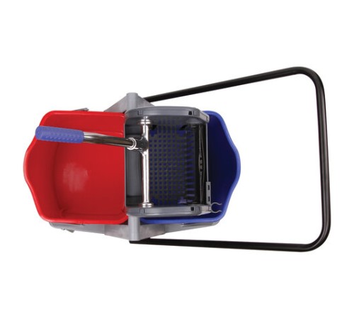 Тележка уборочная BRABIX, 2 съемных ведра 17 л, механический отжим, пластиковый каркас, 606660