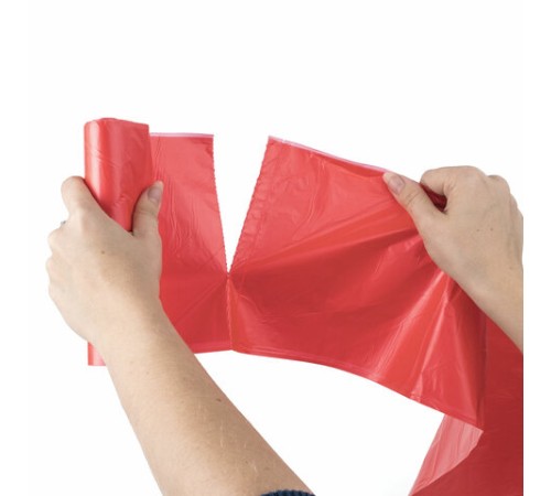 Мешки для раздельного сбора мусора 60 л красные, в рулоне 20 шт., ПНД 10 мкм, 58х68 см, LAIMA, 606702, 3811