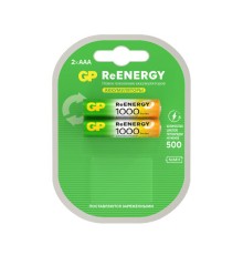Батарейки аккумуляторные GP ReEnergy Ni-Mh мизинчиковые КОМПЛЕКТ 2 шт., ААА (HR03), 950 mAh, 100AAAHCRGY, 100AAAHCRGY-2CR