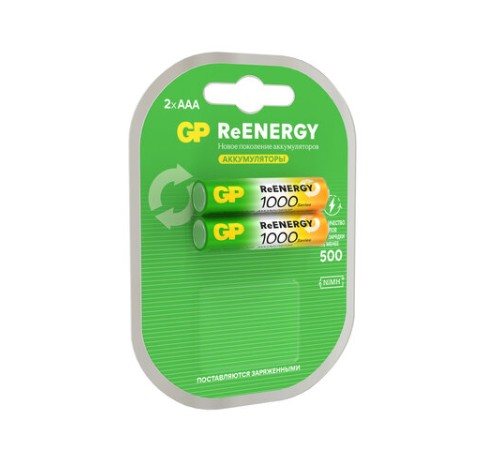 Батарейки аккумуляторные GP ReEnergy Ni-Mh мизинчиковые КОМПЛЕКТ 2 шт., ААА (HR03), 950 mAh, 100AAAHCRGY, 100AAAHCRGY-2CR Батарейки аккумуляторные GP ReEnergy Ni-Mh мизинчиковые КОМПЛЕКТ 2 шт., ААА (HR03), 950 mAh, 100AAAHCRGY, 100AAAHCRGY-2CR