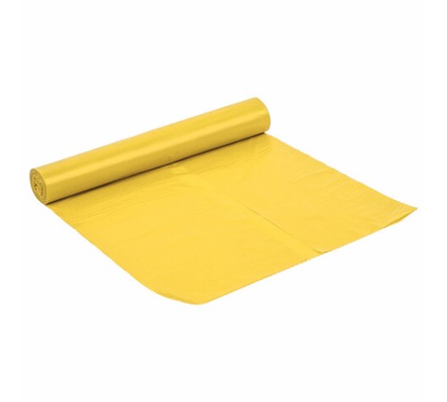 Мешки для раздельного сбора мусора 120 л, желтые, в рулоне 10 шт., ПВД 38 мкм, 70х108 см, LAIMA, 606705, 3842