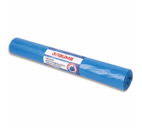 Мешки для раздельного сбора мусора 120 л синие в рулоне 10 шт., ПВД 38 мкм, 70х108 см, LAIMA, 606707, 3866