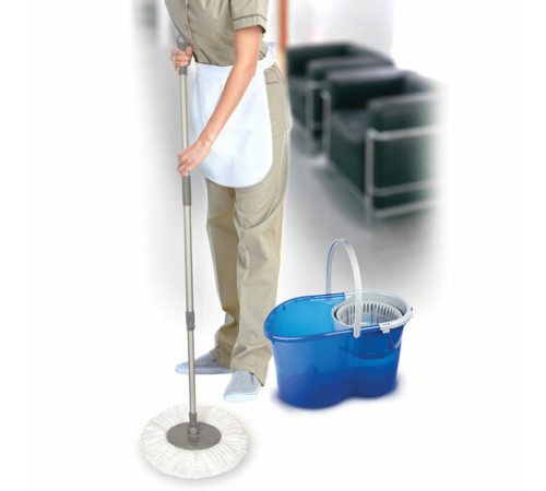 Швабра для наборов для уборки с круглой насадкой из микрофибры, черенок 130 см, LAIMA, 606745