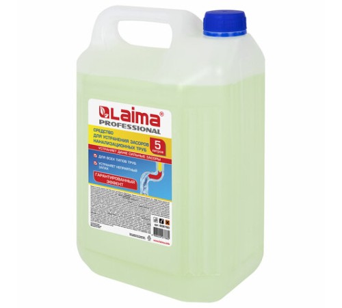 Средство для прочистки канализационных труб 5 л ТРУБОЧИСТ (тип КРОТ), LAIMA PROFESSIONAL, 606760