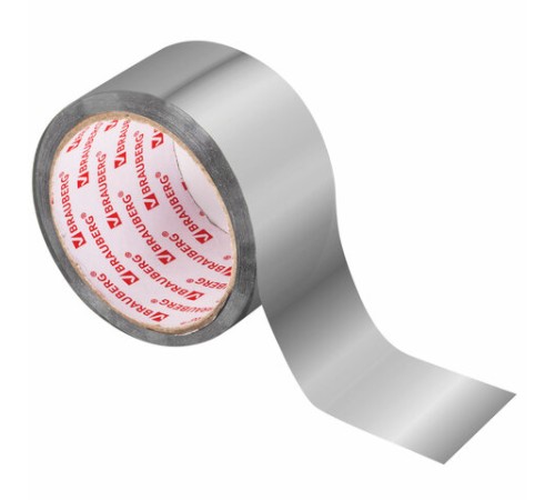 Клейкая АЛЮМИНИЕВАЯ лента 50 мм х 40 м, ТЕРМО- и МОРОЗОСТОЙКАЯ, европодвес, BRAUBERG, 606769