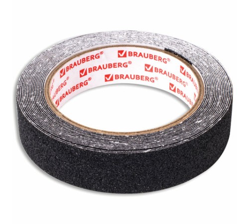Клейкая ПРОТИВОСКОЛЬЗЯЩАЯ зернистая лента 25 мм х 5 м, ЧЕРНАЯ, основа ПВХ, BRAUBERG, 606772
