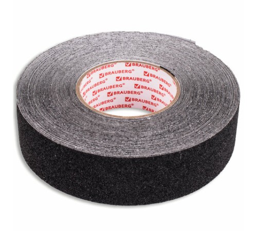 Клейкая ПРОТИВОСКОЛЬЗЯЩАЯ зернистая лента 50 мм х 20 м, ЧЕРНАЯ, основа ПВХ, BRAUBERG, 606774