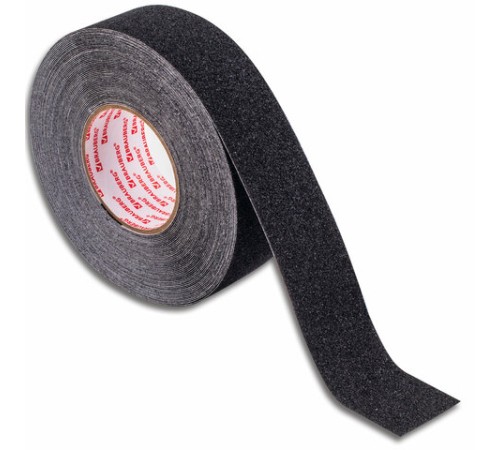 Клейкая ПРОТИВОСКОЛЬЗЯЩАЯ зернистая лента 50 мм х 20 м, ЧЕРНАЯ, основа ПВХ, BRAUBERG, 606774