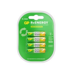 Батарейки аккумуляторные GP ReEnergy Ni-Mh мизинчиковые КОМПЛЕКТ 4 шт., ААА (HR03), 950 mAh, 100AAAHCRGY, 100AAAHCRGY-2C