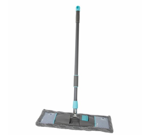Швабра с насадкой 42 см, телескопический черенок 75-120 см, микрофибра, карманы, LAIMA HOME, 606796