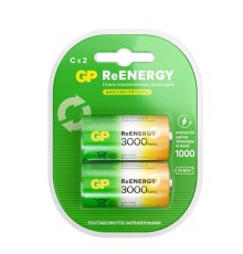 Батарейки аккумуляторные GP ReEnergy Ni-Mh КОМПЛЕКТ 2 шт., С (HR14), 3000 mAh, 300CHCRGY-2CRCB2