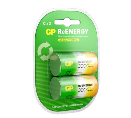 Батарейки аккумуляторные GP ReEnergy Ni-Mh КОМПЛЕКТ 2 шт., С (HR14), 3000 mAh, 300CHCRGY-2CRCB2 Батарейки аккумуляторные GP ReEnergy Ni-Mh КОМПЛЕКТ 2 шт., С (HR14), 3000 mAh, 300CHCRGY-2CRCB2