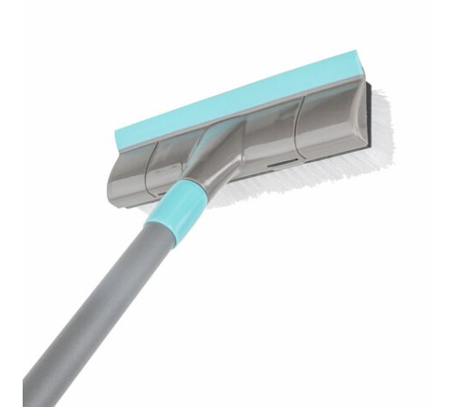 Швабра со щеткой-шробер + водосгон, универсальная для сухой и влажной уборки, черенок 130см, ширина 27см, щетина 3,5см, LAIMA HOME, 606806