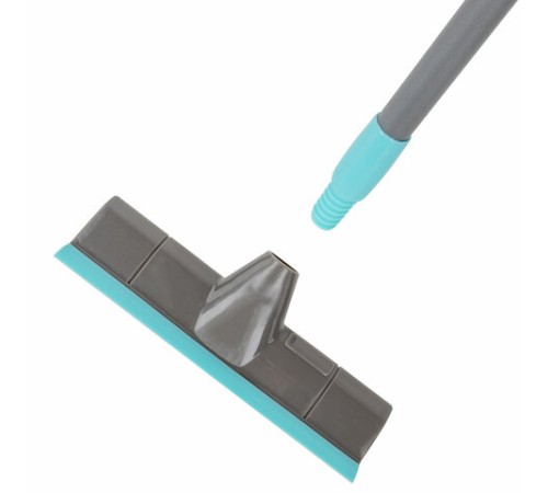 Швабра со щеткой-шробер + водосгон, универсальная для сухой и влажной уборки, черенок 130см, ширина 27см, щетина 3,5см, LAIMA HOME, 606806
