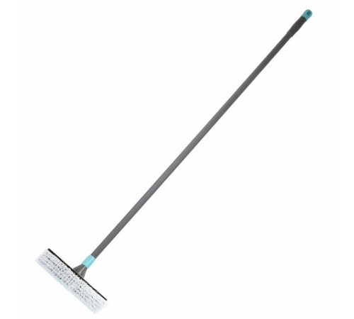 Швабра со щеткой-шробер + водосгон, универсальная для сухой и влажной уборки, черенок 130см, ширина 27см, щетина 3,5см, LAIMA HOME, 606806