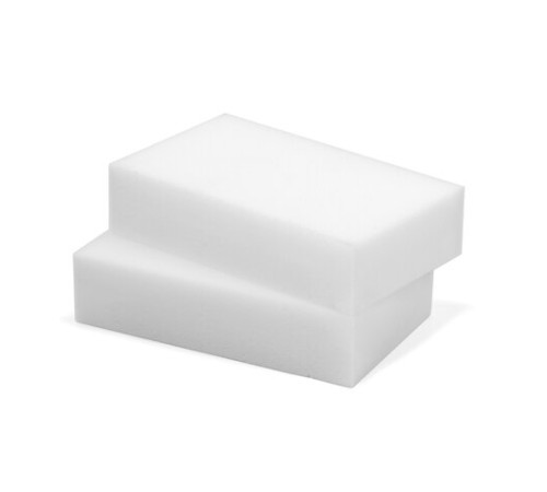 Губка-ластик МЕЛАМИНОВАЯ для удаления пятен, для чистки кухни, уборки, обуви, 10,5х6х2,5 см, КОМПЛЕКТ 2 шт., колорбокс, BRAUBERG, 606892