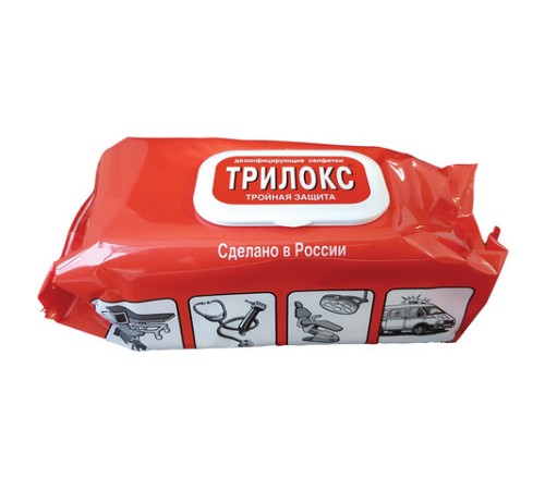 Дезинфицирующие салфетки для обработки любых поверхностей 120 шт., ТРИЛОКС, клапан-крышка, ДСТ-120