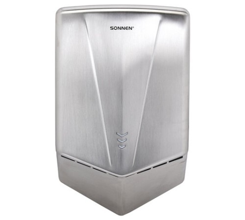Сушилка для рук ВЫСОКОСКОРОСТНАЯ АНТИВАНДАЛЬНАЯ SONNEN K2022A, 1300 Вт, 150 м/с, IPX1, 72 дБ, нержавеющая сталь, 607191