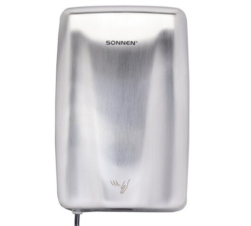 Сушилка для рук ВЫСОКОСКОРОСТНАЯ АНТИВАНДАЛЬНАЯ SONNEN K2020, 1000 Вт, 100 м/с, IPX3, 72 дБ, нержавеющая сталь, 607193