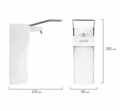 Дозатор локтевой для жидкого мыла и геля-антисептика, с еврофлаконом 1 л, LAIMA, ABS-пластик, 607325, X-2265