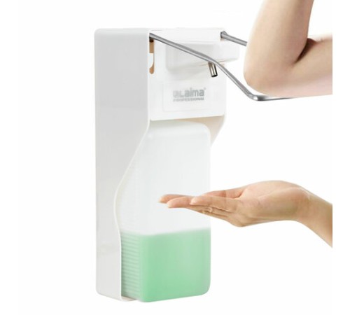 Дозатор локтевой для жидкого мыла и геля-антисептика, с еврофлаконом 1 л, LAIMA, ABS-пластик, 607325, X-2265