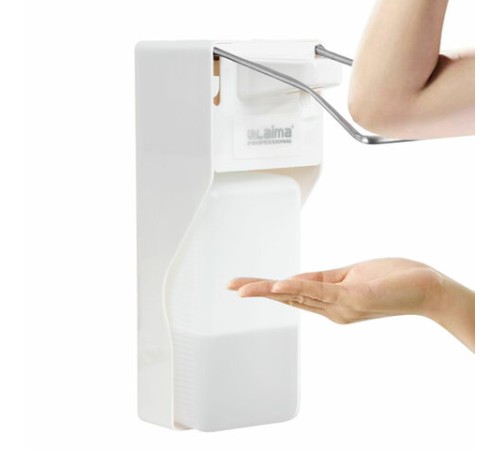Дозатор локтевой для антисептика и мыла УНИВЕРСАЛЬНЫЙ, с еврофлаконом 1 л, LAIMA, ABS-пластик, 607326, X-2265S