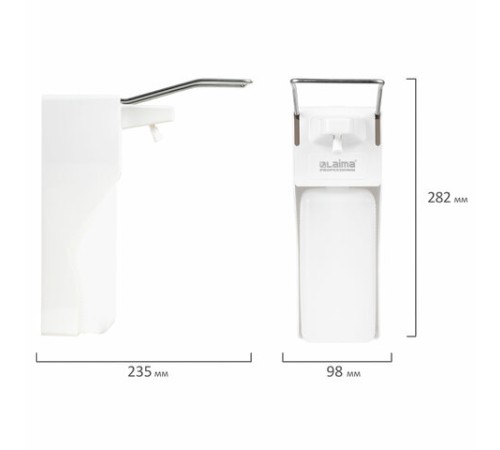 Дозатор локтевой для антисептика и мыла УНИВЕРСАЛЬНЫЙ, с еврофлаконом 1 л, LAIMA, ABS-пластик, 607326, X-2265S
