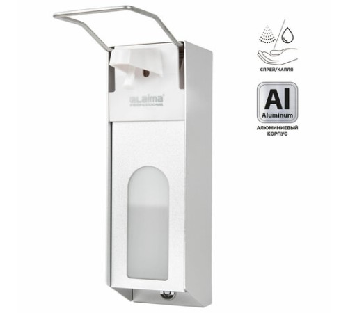 Дозатор локтевой для антисептика и мыла с замком УНИВЕРСАЛЬНЫЙ, с еврофлаконом 1 л, LAIMA, металлический, 607328, X-CL268