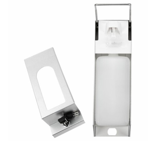 Дозатор локтевой для антисептика и мыла с замком УНИВЕРСАЛЬНЫЙ, с еврофлаконом 1 л, LAIMA, металлический, 607328, X-CL268