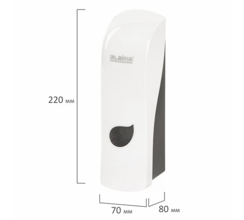 Дозатор для жидкого мыла LAIMA PROFESSIONAL ECO, НАЛИВНОЙ, 0,38 л, белый, ABS-пластик, 607331