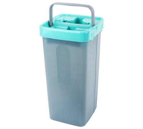 Швабра с отжимом и ведром 9л/7л двухкамерное, 3 насадки из микрофибры, рукоятка 130см, бирюзовый, Compact Mop, LAIMA, 607389