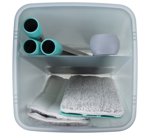 Швабра с отжимом и ведром 9л/7л двухкамерное, 3 насадки из микрофибры, рукоятка 130см, бирюзовый, Compact Mop, LAIMA, 607389