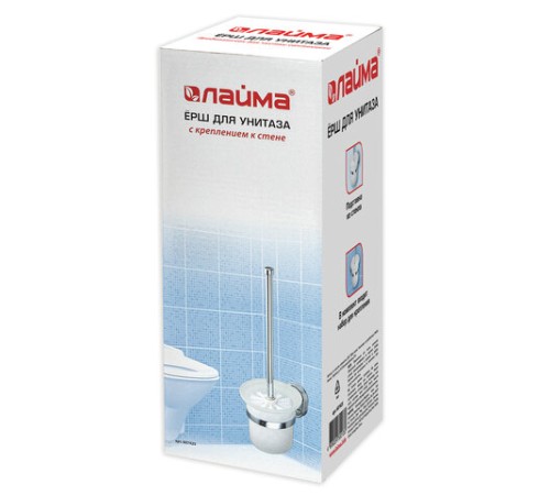 Ершик для унитаза подставка из толстого стекла, крепление к стене, хромированная сталь, LAIMA, 607425