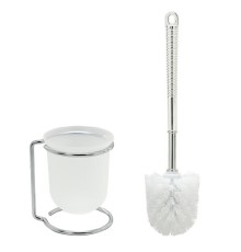 Ершик для унитаза с подставкой, маталл + пластик, хромированный, LAIMA, 607426