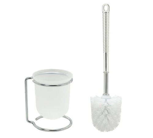 Ершик для унитаза с подставкой, маталл + пластик, хромированный, LAIMA, 607426