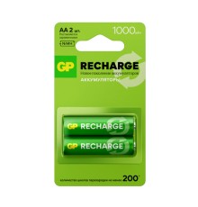 Батарейки аккумуляторные GP ReCharge Ni-Mh пальчиковые КОМПЛЕКТ 2 шт., АА (HR6) 1000 mAh, 100AAHCV, 100AAHCV-2CRSB