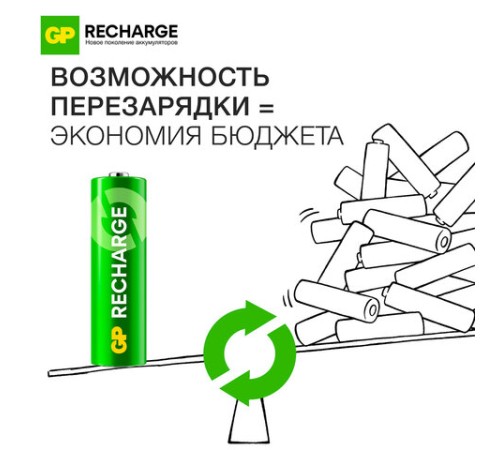 Батарейки аккумуляторные GP ReCharge Ni-Mh пальчиковые КОМПЛЕКТ 2 шт., АА (HR6) 1000 mAh, 100AAHCV, 100AAHCV-2CRSB Батарейки аккумуляторные GP ReCharge Ni-Mh пальчиковые КОМПЛЕКТ 2 шт., АА (HR6) 1000 mAh, 100AAHCV, 100AAHCV-2CRSB