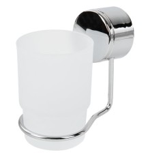 Стакан для туалетных принадлежностей LAIMA, хромированная сталь/стекло, крепление к стене, 607429