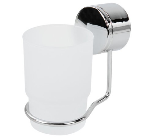 Стакан для туалетных принадлежностей LAIMA, хромированная сталь/стекло, крепление к стене, 607429