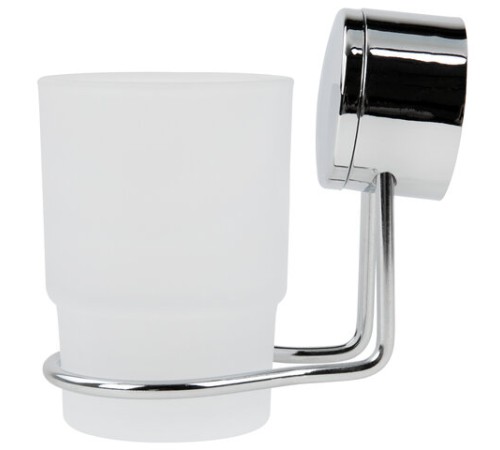 Стакан для туалетных принадлежностей LAIMA, хромированная сталь/стекло, крепление к стене, 607429