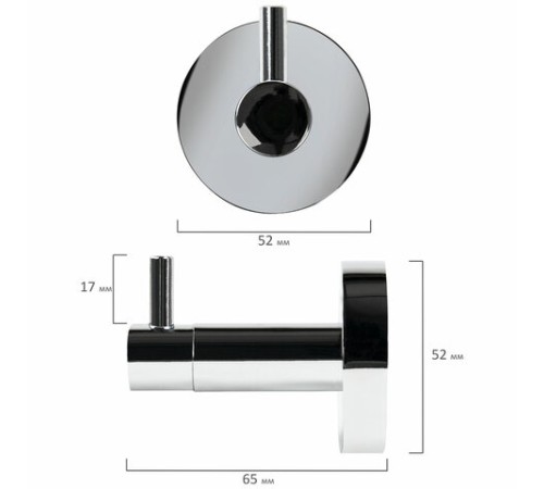 Крючок универсальный LAIMA, хромированный металл, крепление к стене, 607430