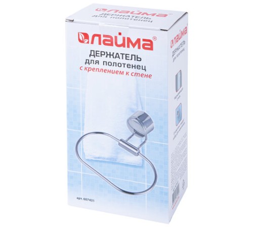Держатель-кольцо для полотенец LAIMA, хромированная сталь, крепление к стене, 607431