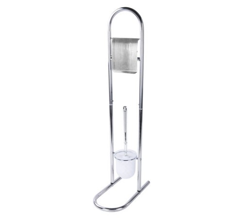 Ершик для унитаза СТОЙКА + держатель туалетной бумаги, сталь/пластик, зеркальный, LAIMA, 607433