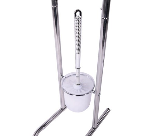 Ершик для унитаза СТОЙКА + держатель туалетной бумаги, сталь/пластик, зеркальный, LAIMA, 607433