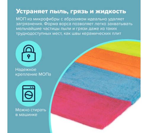 Насадка МОП 40 плоская КОМПЛЕКТ 4 шт., УНИВЕРСАЛЬНАЯ для швабр 38-42 см (ТИП К), микрофибра, LAIMA, 607459