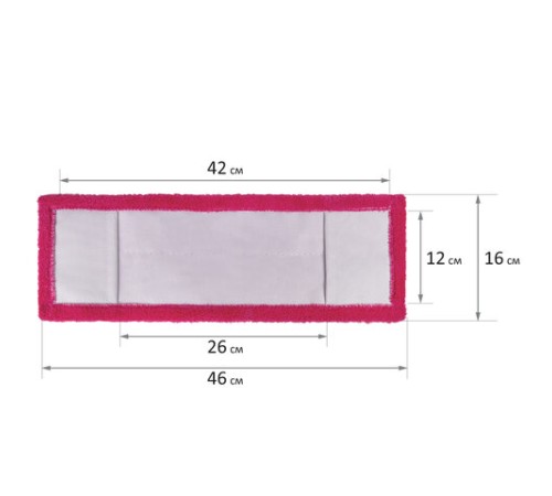 Насадка МОП 40 плоская КОМПЛЕКТ 4 шт., УНИВЕРСАЛЬНАЯ для швабр 38-42 см (ТИП К), микрофибра, LAIMA, 607459